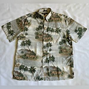 Craft & Barrow Hawaiian Men's Short Sleeve Shirt Button Up Island Theme Size LG
